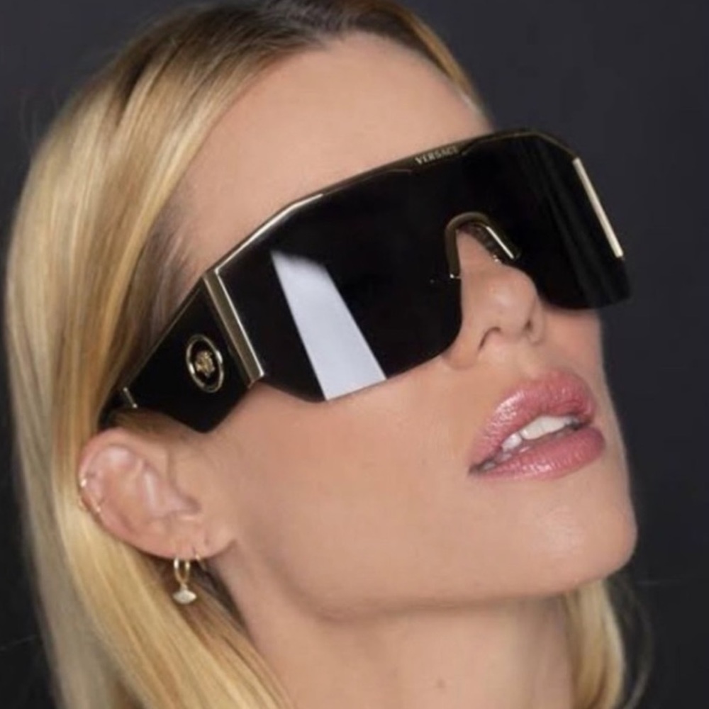 Versace black shield sunglasses